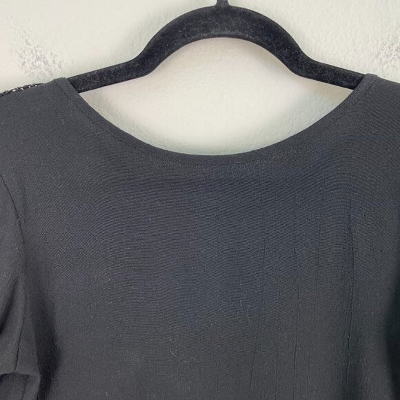 FOR LOVE & LEMONS Womens XS Black Crochet Bell Sleeve Tunic Top Witchy Vamp Goth - Picture 4 of 11